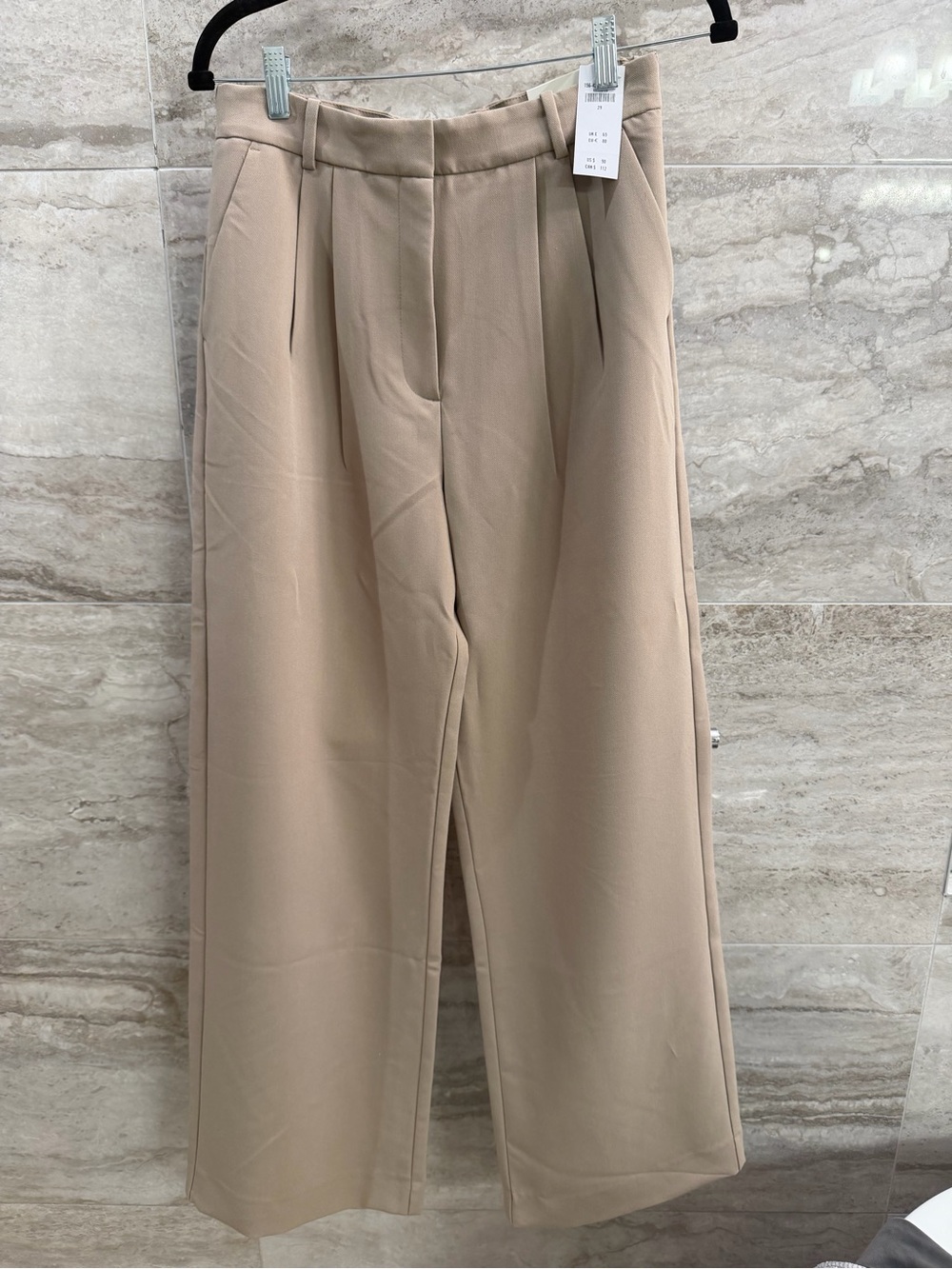 Abercrombie & Fitch Wide-Leg Pleated Pants in Beige